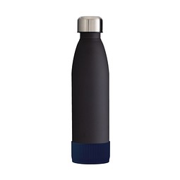 Trinkflasche RETUMBLER-myTOULON GLASS, schwarz, Sleeve dunkelblau