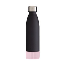 Trinkflasche RETUMBLER-myTOULON GLASS, schwarz, Sleeve rosa