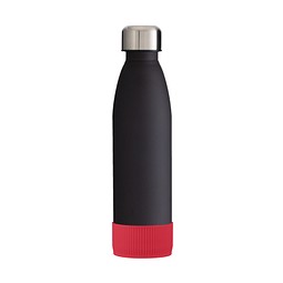 Trinkflasche RETUMBLER-myTOULON GLASS, schwarz, Sleeve rot