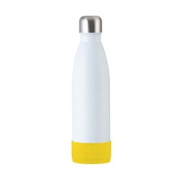 Trinkflasche RETUMBLER-myTOULON, weiß, Sleeve gelb