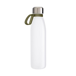 Trinkflasche RETUMBLER-TOULON GLASS, weiß, Ring dunkelgrün