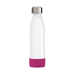 Trinkflasche RETUMBLER-TOULON GLASS, weiß, Sleeve magenta