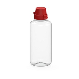 Trinkflasche School, 1 l, RENEW, transparent/standard-rot
