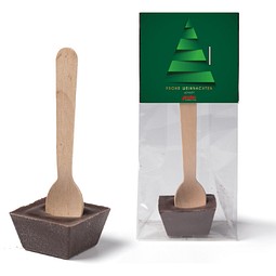 Trinkschokolade am Holzlöffel, Zartbitterschokolade, inkl. Druck