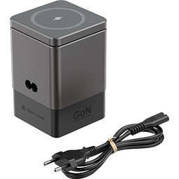 Urban Vitamin Sacramento 105W GaN Charger mit einz. Kabeln, grau, schwarz