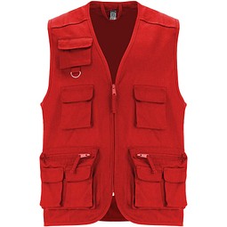 Venera Arbeitsweste mit V-Ausschnitt und mehreren Taschen, 200 g/m2, rot, 3XL