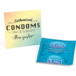 Verpacktes Werbekondom DUREX, mehrfarbig