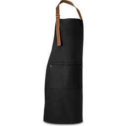 VESPER. Schürze aus 100% Canvas-Baumwolle (300 g/m²) mit Metalldetails, Schwarz