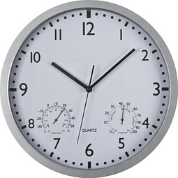 Wanduhr mit Hygro - und Thermometer, weiss