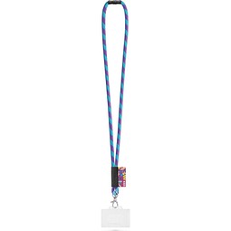WATFORD. SET Lanyard TUBE Long (Ø 7 mm) mit 9 mm Auslösekarabiner, Ø 7 mm Sicherheitsverschluss und 91 x 68 mm starrem Ausweis-/Kartenhalter, Lila/Hellblau