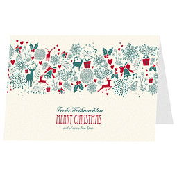 Grußkarte Weihnachten, Motiv Weihnachtsornamente, Danke an Mitarbeiter