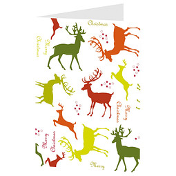 Grußkarte Weihnachten, Motiv Bunte Rentiere, Danke an Mitarbeiter