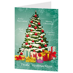 Grußkarte Weihnachten, Motiv Weihnachtsbaum, Danke an Partner