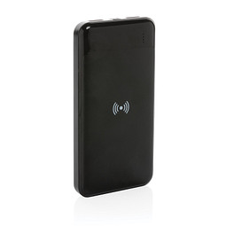 Wireless Powerbank aus RCS Standard recyceltem Kunststoff, schwarz