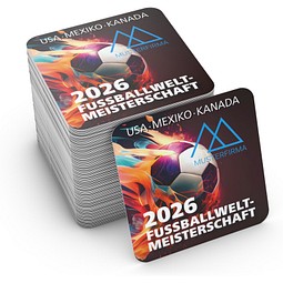 Geiger-Notes WM-Bierdeckel quadratisch, Motiv Feuerball, inkl. Druck