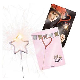 Wondercandle Mini mit Wondercard, Stern, gold, 1-seit. Druck