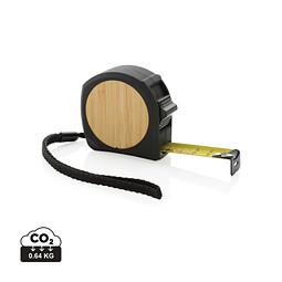 XD COLLECTION 5m/19mm Maßband aus RCS recycelt. Kunststoff & Bambus, schwarz