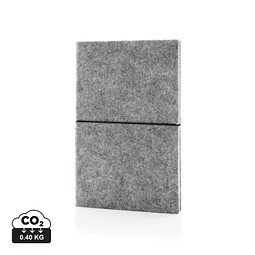 XD COLLECTION A5-Softcover-Notizbuch aus GRS zertifiert recyceltem Filz, grau