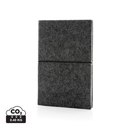 XD COLLECTION A5-Softcover-Notizbuch aus GRS zertifiert recyceltem Filz, schwarz