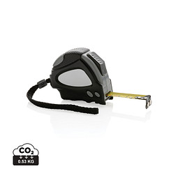 XD COLLECTION Auto-Stop-Maßband aus recyceltem Kunststoff, 3m, schwarz