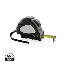 XD COLLECTION Auto-Stop-Maßband aus recyceltem Kunststoff, 8m/25mm, schwarz