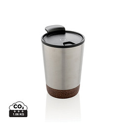 XD COLLECTION GRS rPP Edelstahl-Kaffeebecher mit Kork, silber