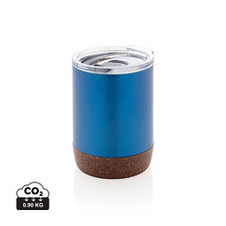 XD COLLECTION Kleine Vakuum-Kaffeetasse aus RCS rSteel & Kork, blau