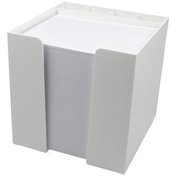 Zettelbox 10 x 10 x 10 cm mit Schreibgeräteköcher, weiß