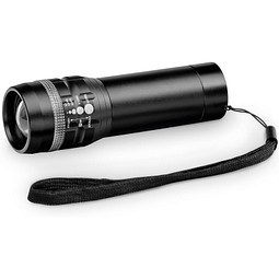 ZOOMIN. Taschenlampe aus Aluminium mit Zoomfunktion und 3 Lichtmodi, Schwarz