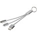 3-in-1 Metall-Ladekabel mit Schlüsselanhänger, silber