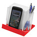 Smartphone-/Tabletständer mit Zettelbox, Transparent/Rot Smartphone-/Tabletständer mit Zettelbox, Transparent/Rot