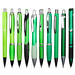 Muster-Set Kunststoff Kugelschreiber Grün, 10 Modelle, grün
