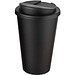 Americano® Eco 350 ml recycelter Becher mit auslaufsicherem Deckel, schwarz/schwarz
