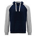 Badet zweifarbiger Kapuzenpullover für Kinder, Navy Blue / heather grau, 7/8