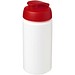 Baseline® Plus grip 500 ml Sportflasche mit Klappdeckel, weiß/rot