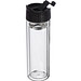 Doppelwandige Vakuum-Glasflasche mit Siebeinsatz, 400 ml, transparent
