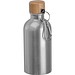 Edelstahltrinkflasche mit Karabiner, 400ml, silbergrau