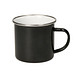 Emaille-Becher Cozy, black, schwarz/weiß