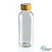 GRS rPET Flasche mit Bambus-Deckel, transparent