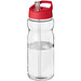 H2O Base Sportflasche mit Ausgussdeckel, 650 ml, transparent,rot