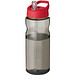 H2O Eco Sportflasche mit Ausgussdeckel, 650 ml, kohle/rot