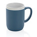 Keramiktasse mit weißem Rand, blau, weiß