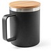 LAUDA. Becher aus 90% recyceltem Edelstahl mit Bambusdeckel 420 mL, Schwarz