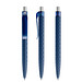 prodir® Druckkugelschreiber QS01 PMT Push, blaue Mine, dunkelblau/silber satiniert