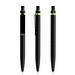 prodir® Druckkugelschreiber QS01 PQS Push, blaue Mine, kohlschwarz/schwarz satiniert/gelbgrün