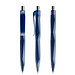 prodir® Druckkugelschreiber QS20 PMT Push, blaue Mine, dunkelblau/silber poliert