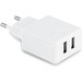 REDI. USB-Adapter aus ABS mit 2 Ausgängen, Weiß
