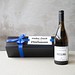 Riesling in edler Geschenkbox, Blaue Schleife, inkl. Druck