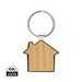 Schlüsselring Haus aus RCS rec. Zinklegierung mit Bambus, silber, braun