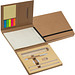 Schreibmappe mit Pappeinband, Lineal, Schreibblock und Haftmarkern, braun